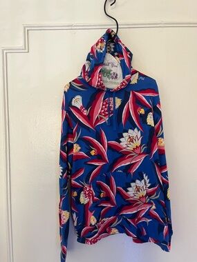 Polo Ralph Lauren new Blue Floral Hoodie with Pink & White Blooms